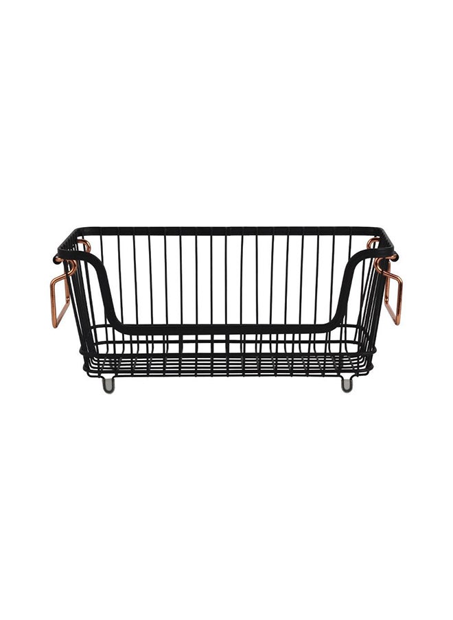 DANUBE HOME - سلة أتيكوس السلكية القابلة للتكديس لتنظيم الحمام والمطبخ المنزلي 33X15.8X14 سم، باللون الأسود - Image 1