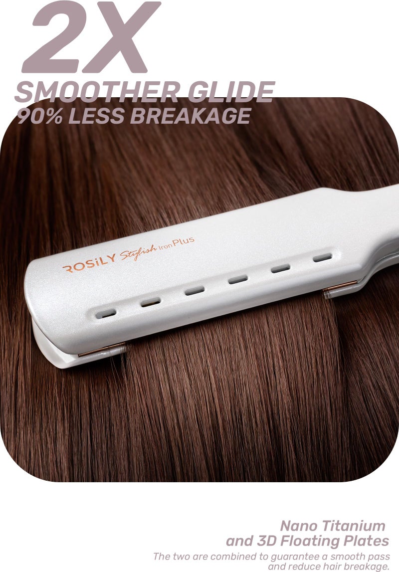 ROSILY Nano Titanium Flat Iron | 1.75 Inch Wide Hair Straightener, Dual Voltage 100-240V, Adjustable Temperature Suitable for All Hair Type, Instant Heat Up - Image 5
