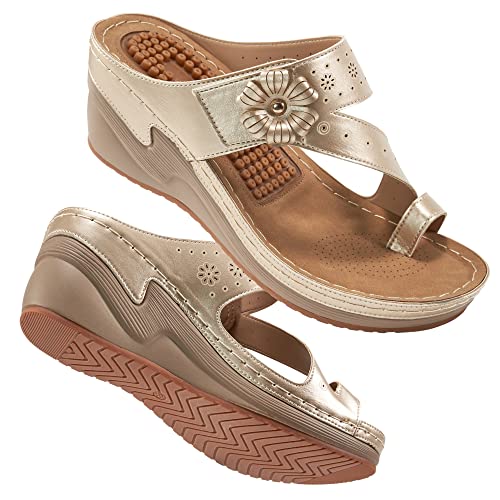 FUDYNMALC Sandals Women Wedge Shoes: Comfortable Womens Orthopedic Sandal Dressy Summer Flip Flops Fashion Walking Wedges with Adjustable - Image 1