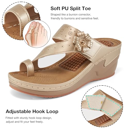FUDYNMALC Sandals Women Wedge Shoes: Comfortable Womens Orthopedic Sandal Dressy Summer Flip Flops Fashion Walking Wedges with Adjustable - Image 3