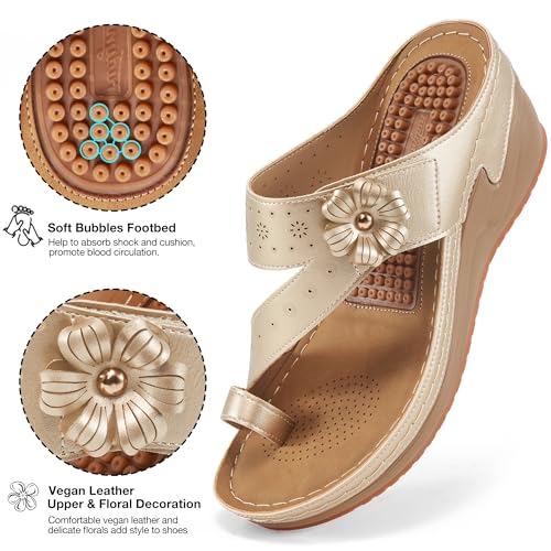 FUDYNMALC Sandals Women Wedge Shoes: Comfortable Womens Orthopedic Sandal Dressy Summer Flip Flops Fashion Walking Wedges with Adjustable - Image 4