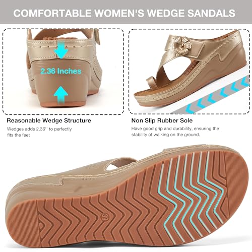 FUDYNMALC Sandals Women Wedge Shoes: Comfortable Womens Orthopedic Sandal Dressy Summer Flip Flops Fashion Walking Wedges with Adjustable - Image 5
