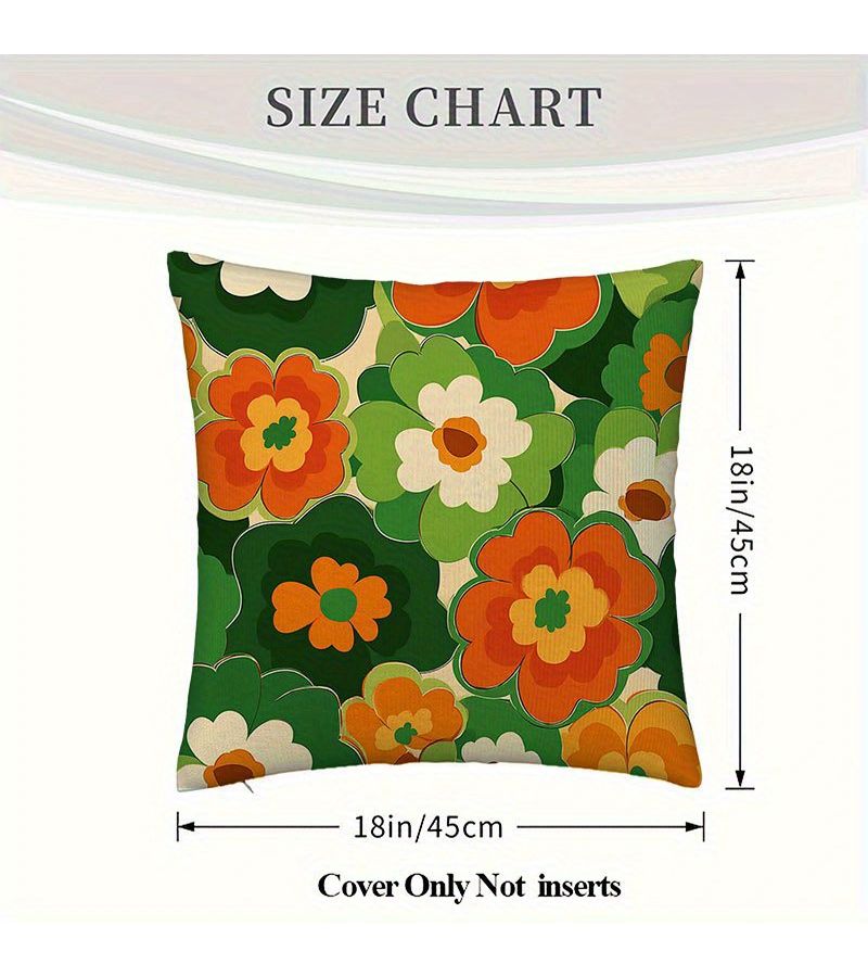 Vintage Flowers Retro Groovy Design Polyester Short Plush Cushion 18x18 Inch - Image 3
