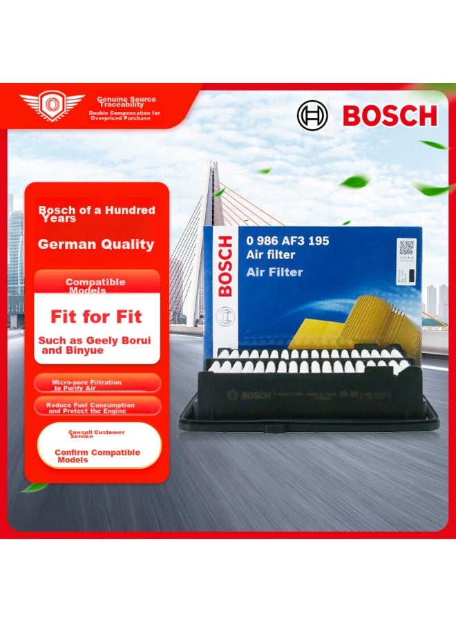 Bosch Automotive Air Filter 3195 For Honda Fit, Fengfan, Binzhi, Gurei, Jingrui Xrv, Toyota Vios Fs - Image 1