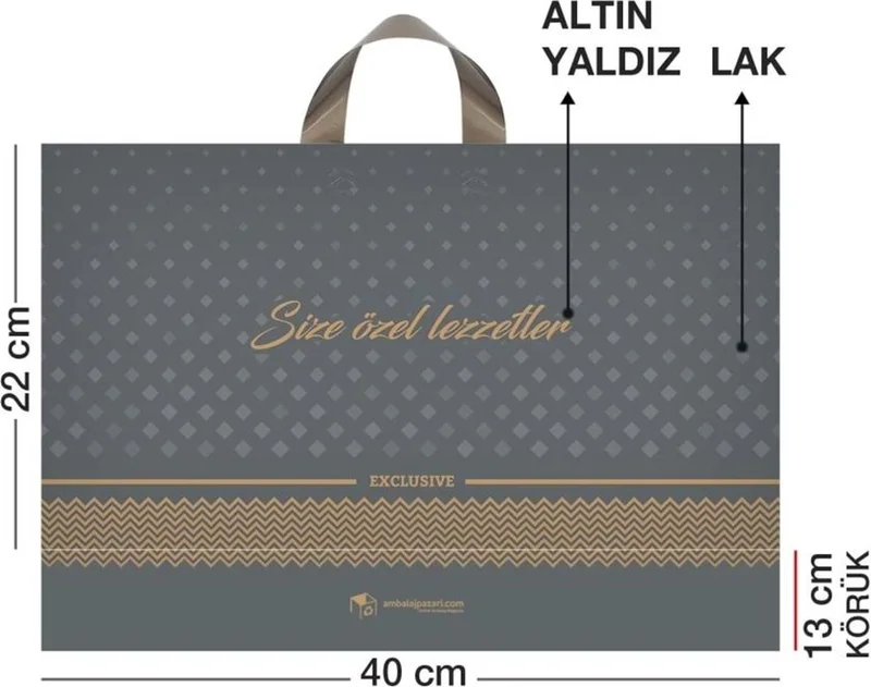 Ambalaj Pazarı Packaging Market Dessert Bag Exclusive (With Handle) 500 gr 40X22 cm - 50's