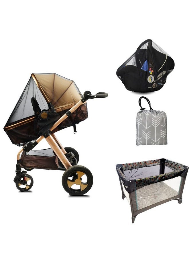 DODO NICI Stroller Netting Mosquito for Baby, Sewn in Pouch, Toddler Mosquito Net for Stroller with Storage Bag, Infant car seat mesh net, Black - Image 2