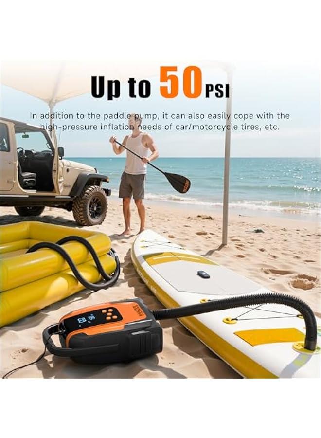 Arabest Electric Paddle Board Pump, 50PSI High Pressure Portable SUP Air Pump with Auto-Off and Deflation Function, 12V DC Car Connector for Stand Up Paddle Boards, Car Tires, Boats, Kayaks - Image 2