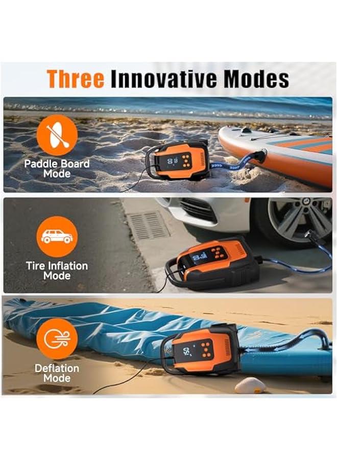 Arabest Electric Paddle Board Pump, 50PSI High Pressure Portable SUP Air Pump with Auto-Off and Deflation Function, 12V DC Car Connector for Stand Up Paddle Boards, Car Tires, Boats, Kayaks - Image 3