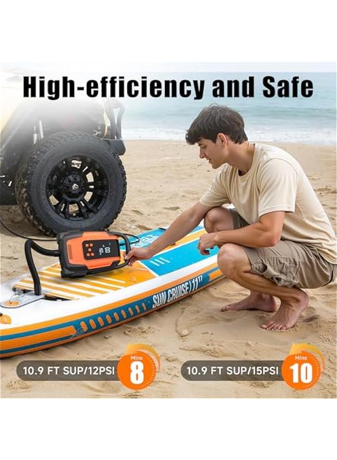Arabest Electric Paddle Board Pump, 50PSI High Pressure Portable SUP Air Pump with Auto-Off and Deflation Function, 12V DC Car Connector for Stand Up Paddle Boards, Car Tires, Boats, Kayaks - Image 4