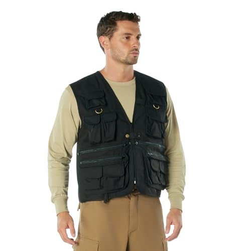 Rothco Uncle Milty Travel Vest Outdoor Fishing Camping 17 Cargo Pocket Jacket Black XL - Image 1