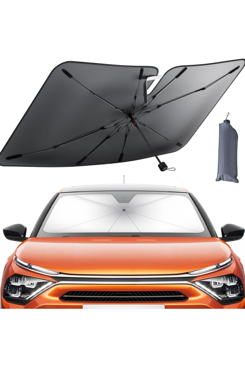 Car Windshield Sunshade Umbrella - 52"x31" Foldable Car Windshield Sun Shade Cover, 5 Layers UV Block Coating, Front Window Heat Insulation Protection, for Auto Sedan, SUV Windshield - Image 1