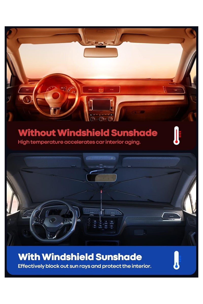 Car Windshield Sunshade Umbrella - 52"x31" Foldable Car Windshield Sun Shade Cover, 5 Layers UV Block Coating, Front Window Heat Insulation Protection, for Auto Sedan, SUV Windshield - Image 3
