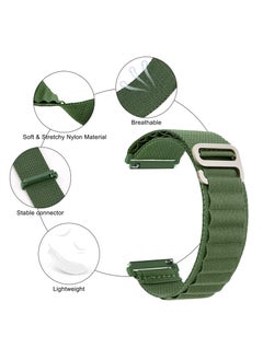 Alpine Loop 22mm Compatible With Huawei GT / GT2 46mm Smart Watch, Durable Sport Nylon Strap With Titanium G Hook  Olive Green