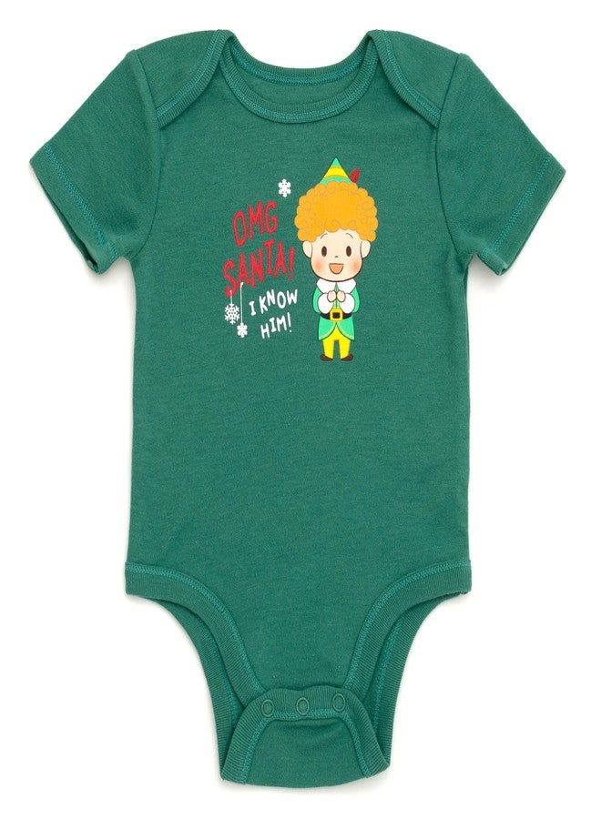 Elf Buddy the Newborn Baby Boys Cosplay Bodysuit and Hat Set Dark Sage Green 6-9 Months - Image 3