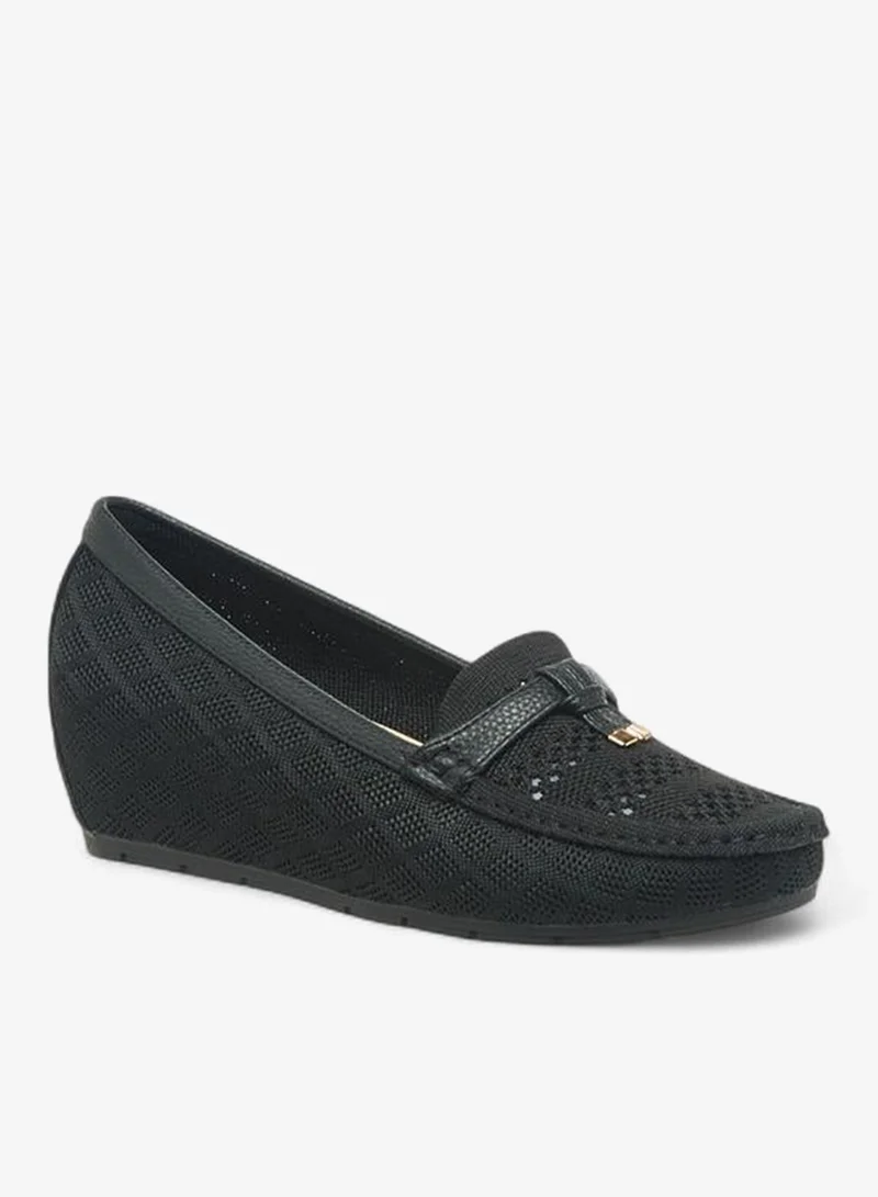 Flora Bella By Shoexpress Women Knit Detail Wedge Heel Loafers