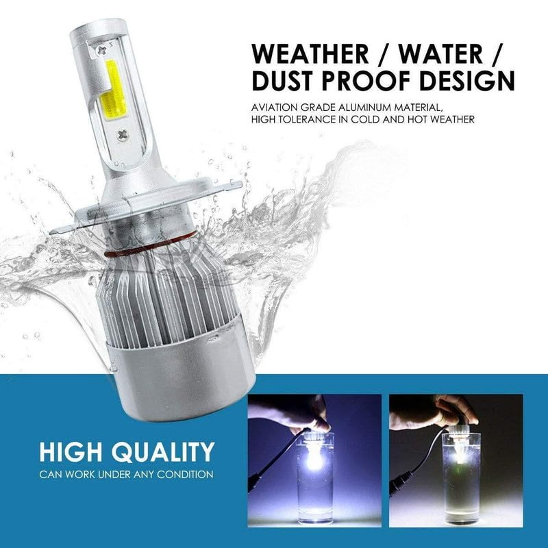 CARIZO C6 LED Car H4 All in One Light Bulb 36W LED Car Headlight Conversion Kit for Cars 3800LM (White) (Set of 2) Compatible with Hyundai i10 (2007-2015) - Image 3