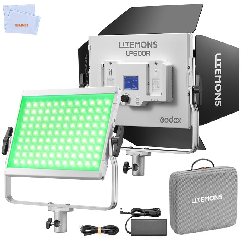 Godox Litemons LP600R RGB LED Light Panel W/APP Control,60W Studio Photography Lighting W/Barndoor,1800K -10000K,14 FX Modes/360°Rotatable/CRI 96+ TLCI 96+(Godox LP600R) - Image 1