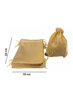 Krisah Krisah Fabric Unisex-Adult Self Design Cloth Potli Gift Bags, Pack Of 25 (Beige) Big Size 23 X 18 Cm Capacity 500 Gram  - Image 3