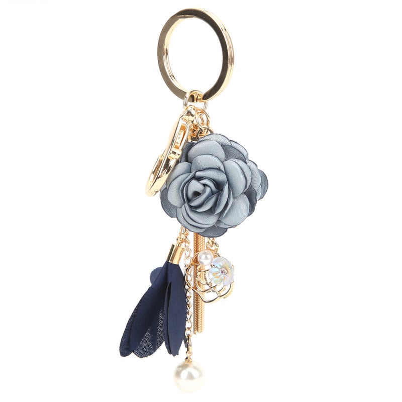 Keychain Zinc Alloy Flower Tassel Pearl Decoration Hook Key Pendant DIY Gift Supplies - Image 4