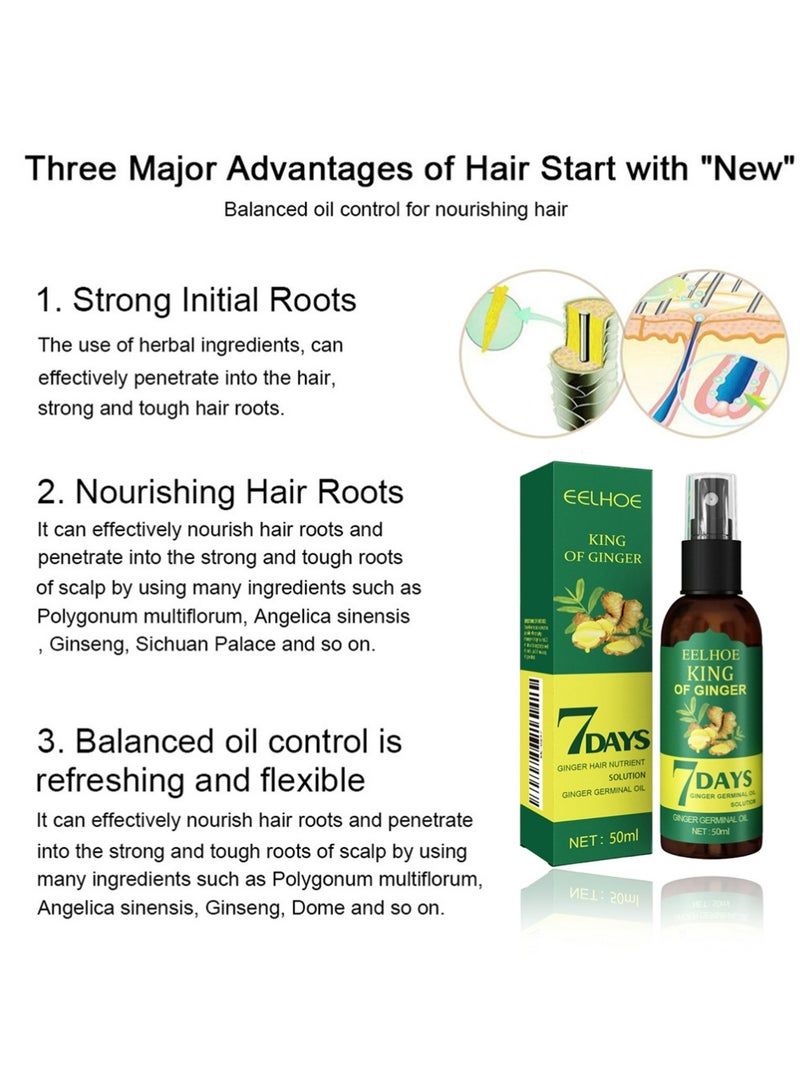 EELHOE Ginger Oil for Hair Growth, 7 Days Germinal Oil, Hair Fall Control, Dry Hair Treatment, Natural Ingredients, Japanese Formula, Unisex, Includes 1 Pc 50ml - Image 3