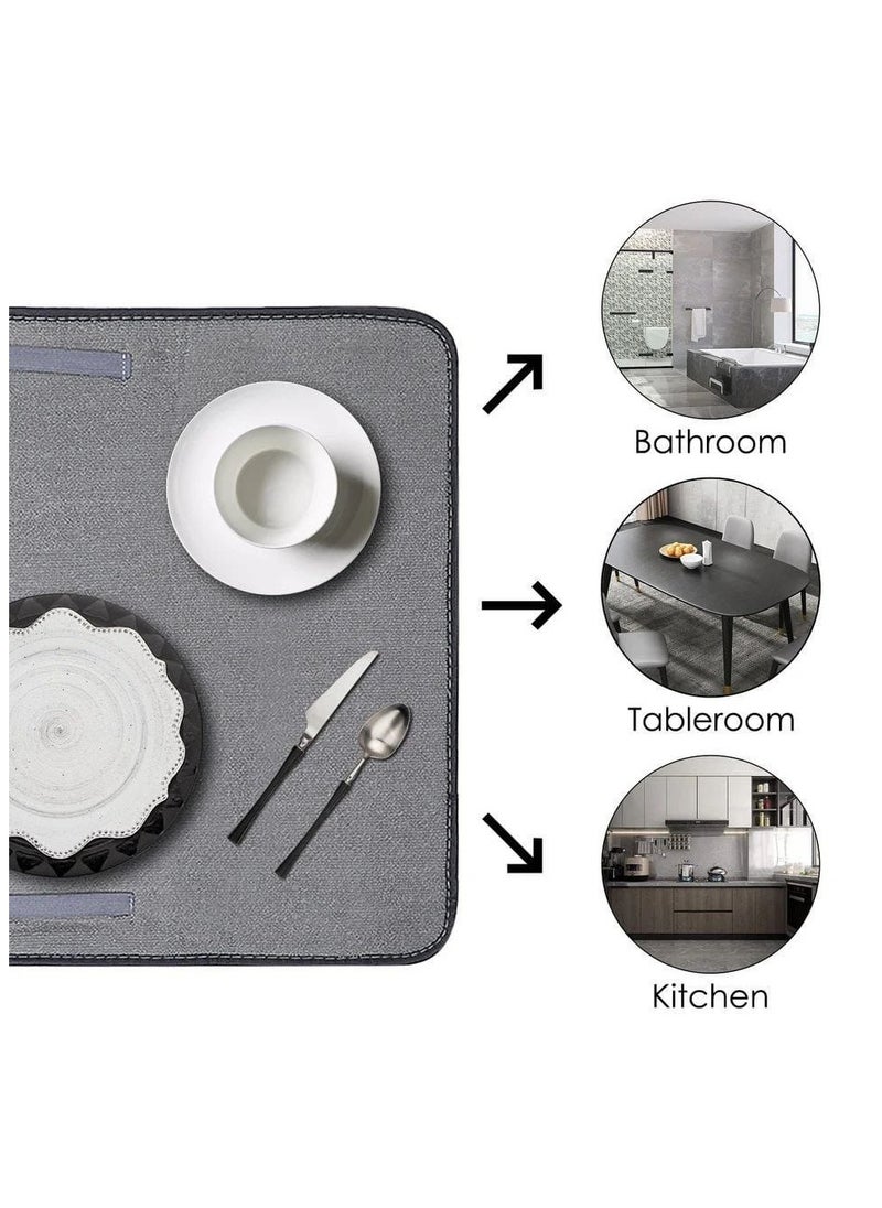 Generic - 2-in-1 Compact Dish Drying Rack with Super-Absorbent Microfiber Mat – Space-Saving, Hygienic, and Stylish Kitchen Matt - Image 1