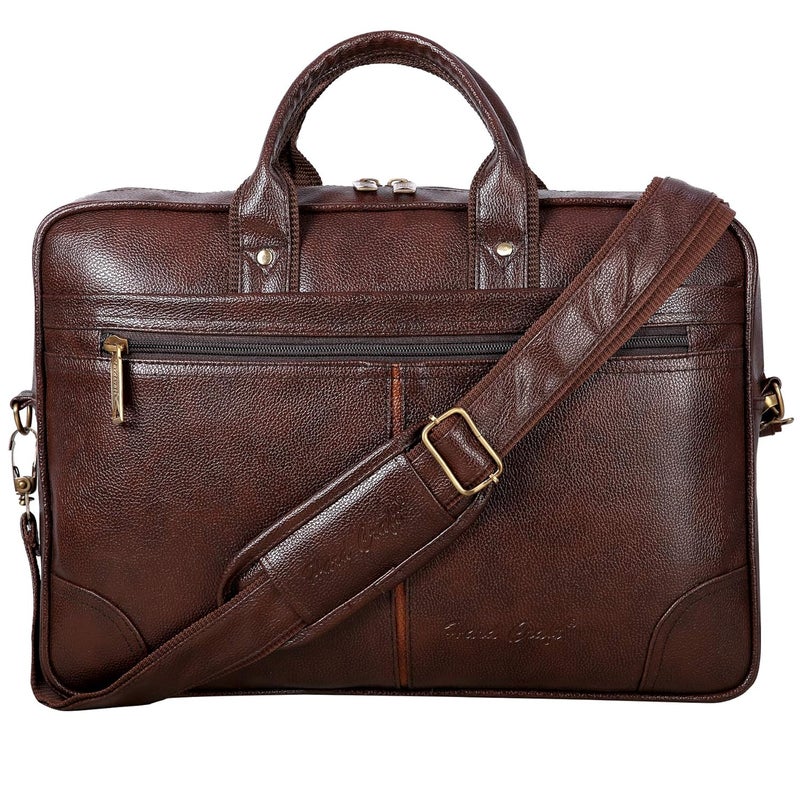 Hard Craft Messenger Office Laptop Bag for Men PU Leather Business Executive Briefcase Laptopbags Corporate Official Sling Side Shoulder File Handbag for Man Supports Laptop Upto 15.6 inches - Image 1