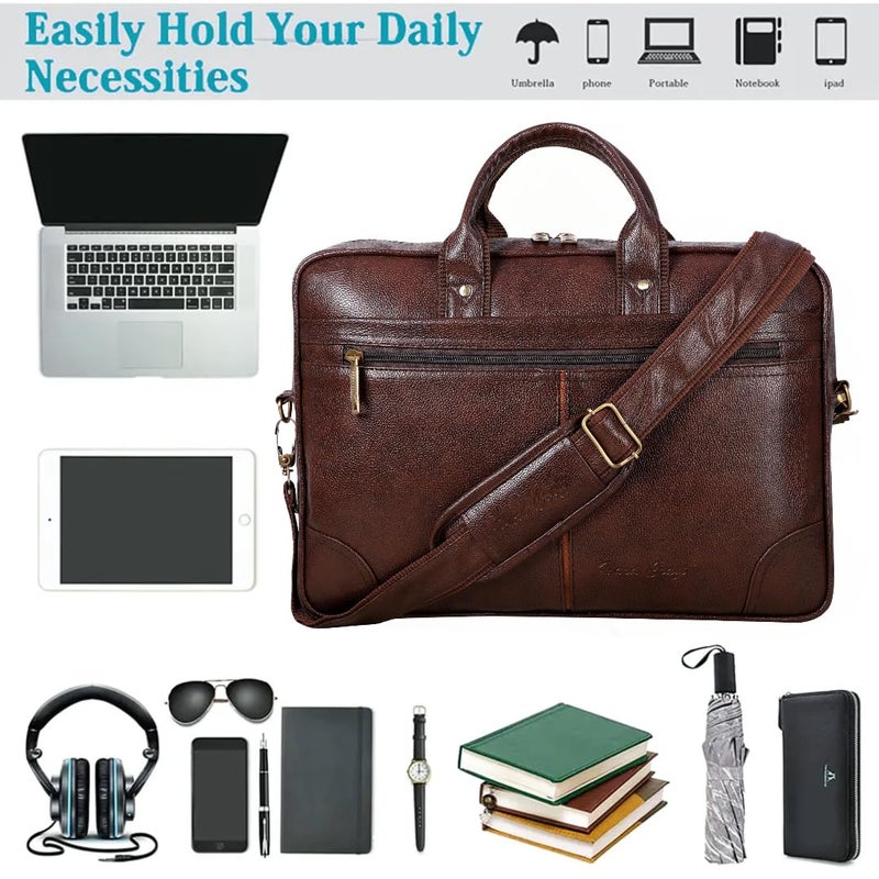 Hard Craft Messenger Office Laptop Bag for Men PU Leather Business Executive Briefcase Laptopbags Corporate Official Sling Side Shoulder File Handbag for Man Supports Laptop Upto 15.6 inches - Image 3