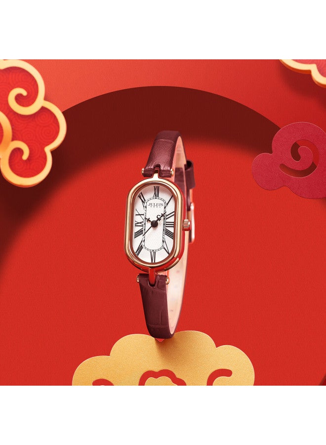 Julius Women's New Vintage Niche Oval Red Zodiac Year Gift Box Quartz Waterproof Watch Ja-1534 - Image 5
