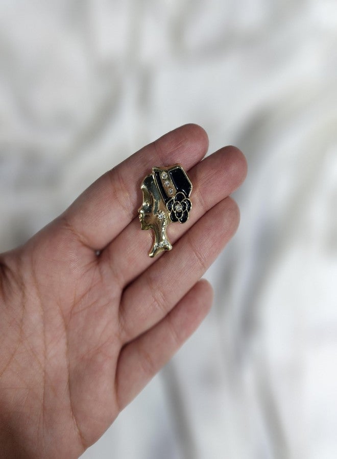 Mohan Shoppe Lady with a hat Brooch/Lapel Pin with back pin for Sherwani Coats Saree Blazers etc. Package of 1 piece - Image 3