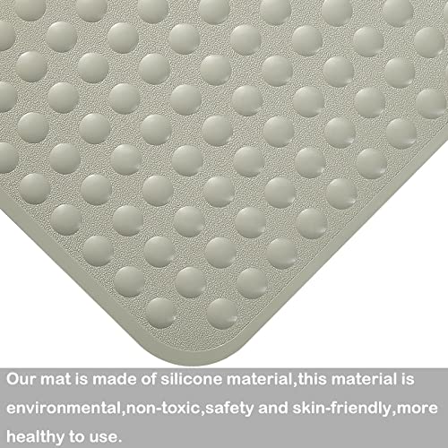 Yanzifly Bathtub Mat Non Slip Bath Mat for Tub Silicone Soft Bath Tub Mat Non Slip Shower Mats, Suction Cups Bath Tub Anti Slip Matt for Family Use, Machine Washable- Beige - Image 3