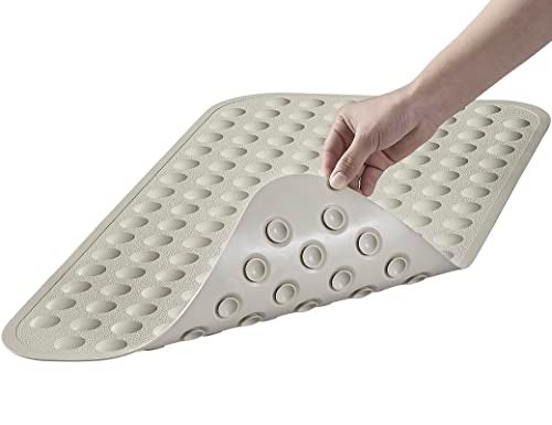 Yanzifly Bathtub Mat Non Slip Bath Mat for Tub Silicone Soft Bath Tub Mat Non Slip Shower Mats, Suction Cups Bath Tub Anti Slip Matt for Family Use, Machine Washable- Beige - Image 1