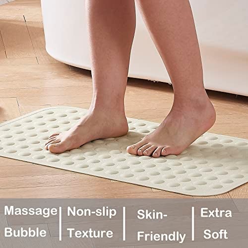 Yanzifly Bathtub Mat Non Slip Bath Mat for Tub Silicone Soft Bath Tub Mat Non Slip Shower Mats, Suction Cups Bath Tub Anti Slip Matt for Family Use, Machine Washable- Beige - Image 4