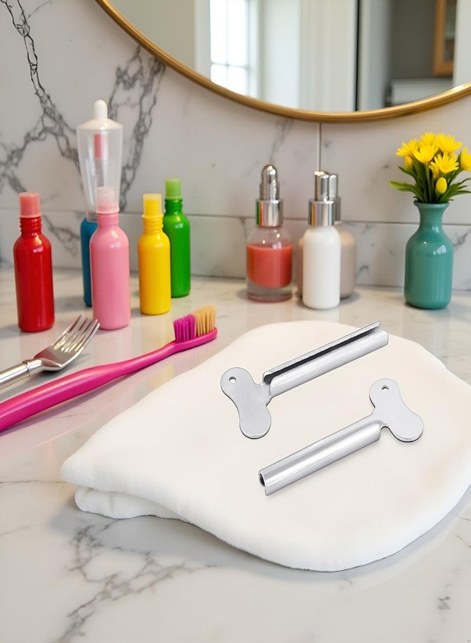 Cauaoa 2-Pcs Silver Tube Squeezer Key,Metal Toothpaste Roller Dispenser Tool,Tube Toothpaste Squeezer Keys Metal Hair Dye Color Key Roller Dispenser Tool Durable Processing,Daily Living Tube Squeezing Aids - Image 3