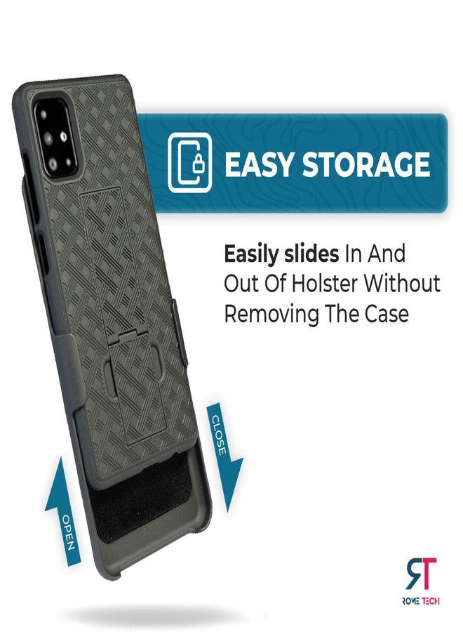 ROME TECH Designed for Samsung Galaxy A51 Case with Belt Clip Holster - Kickstand Cover Phone Case - Black - Image 4