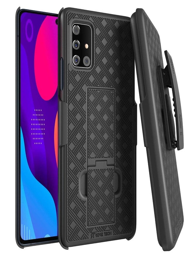 ROME TECH Designed for Samsung Galaxy A51 Case with Belt Clip Holster - Kickstand Cover Phone Case - Black - Image 1