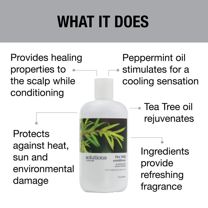 GREAT CLIPS Solutions Tea Tree Conditioner 12 fl oz | Tea Tree and Peppermint Oils | Detangle and Condition | For All Hair Types - Image 3