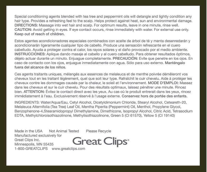 GREAT CLIPS Solutions Tea Tree Conditioner 12 fl oz | Tea Tree and Peppermint Oils | Detangle and Condition | For All Hair Types - Image 5
