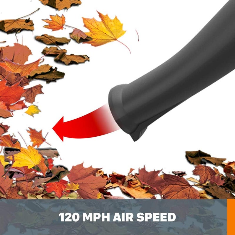 WORX WG545.9 20V Cordless Leaf Blower, Electric Blowers for Lawn Care with 120 MPH & 2.7 Lbs, Long Nozzle Design for Narrow Spaces with Cleaning Attachments, Battery & Charger Not Included - Image 4