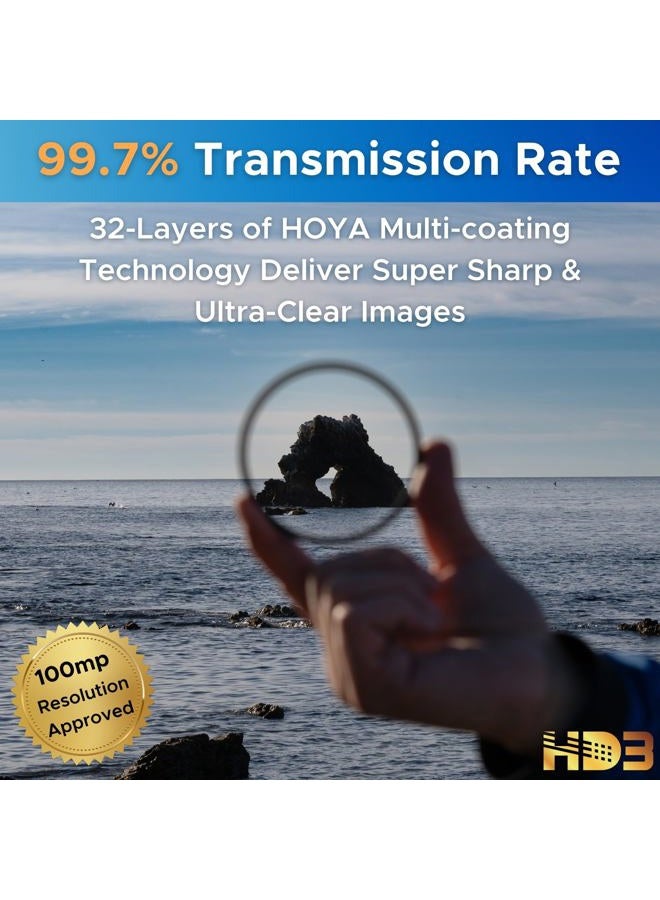 HOYA HD3 49mm UV Protector Filter - Re-Certified for 100MP+ Cameras with Ultra-Hard Nano Coating UV Filter - Stain Resistant, Smudge and Waterproof UV Lens Filter with Aluminum Frame - Image 2