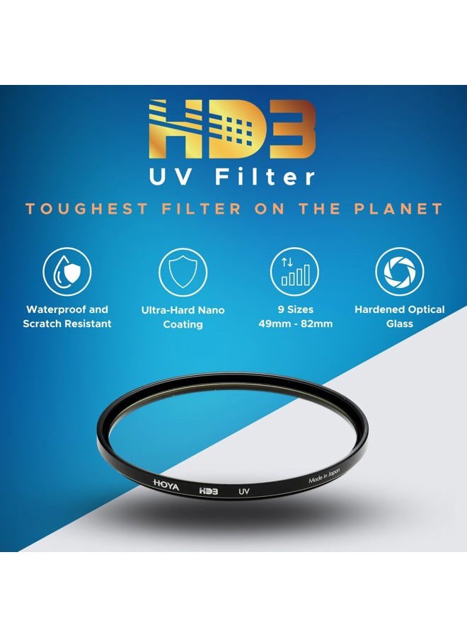 HOYA HD3 49mm UV Protector Filter - Re-Certified for 100MP+ Cameras with Ultra-Hard Nano Coating UV Filter - Stain Resistant, Smudge and Waterproof UV Lens Filter with Aluminum Frame - Image 3