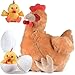 PREXTEX Hen Toy with Two Plastic Easter Eggs and Cute Baby Chicks Inside Big Mommy Hen Plush with Chicks Zippered in Eggs Adorable Chicken Plushies for Kids 35 Years Old - Image 3