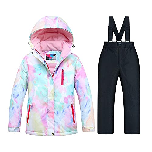 SEARIPE Girls Ski Jacket and Pant Set Winter Warm Snowsuits Kids Toddler Waterproof Outdoor Ski Suit05SCBlack12 - Image 1