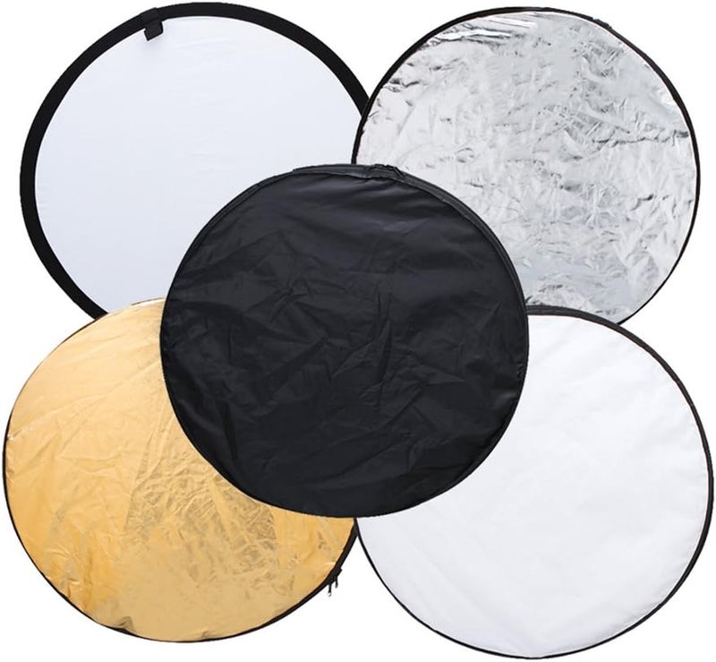 Mixfeer 43" 110cm Disc 5 in 1 (Gold, Silver, White, Black, Translucent) Multi Portable Collapsible Photography Studio Photo Light Reflector - Image 2