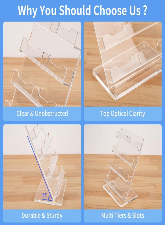 NIUBEE Acrylic Business Card Holder 8 Slots - Double Capacity Business Card Stand for Desk, 4 Tier Clear Gift Card Display for Office, Event, Exhibition - Image 2