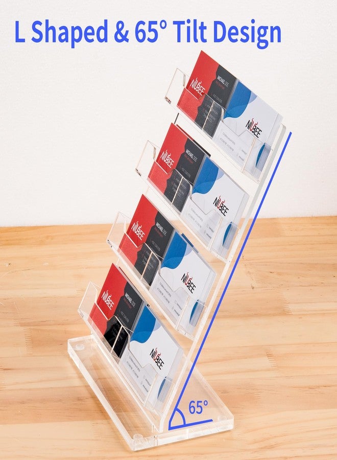 NIUBEE Acrylic Business Card Holder 8 Slots - Double Capacity Business Card Stand for Desk, 4 Tier Clear Gift Card Display for Office, Event, Exhibition - Image 4