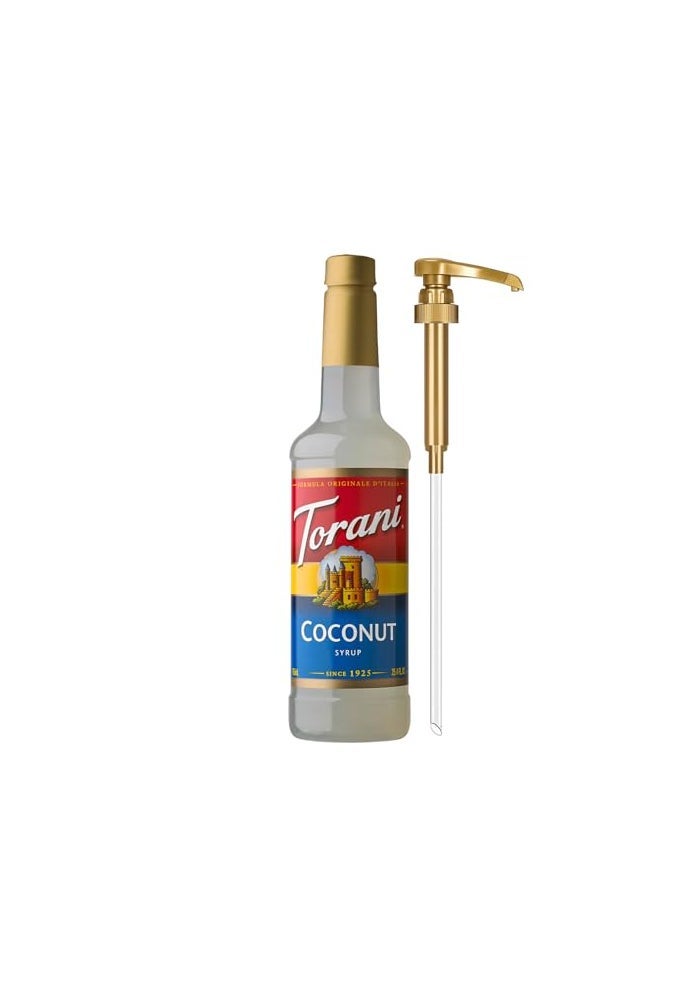 Torani Coconut Syrup for Drinks Flavoring for Coffee and Cocktails Pump Included 254 Oz - Image 1