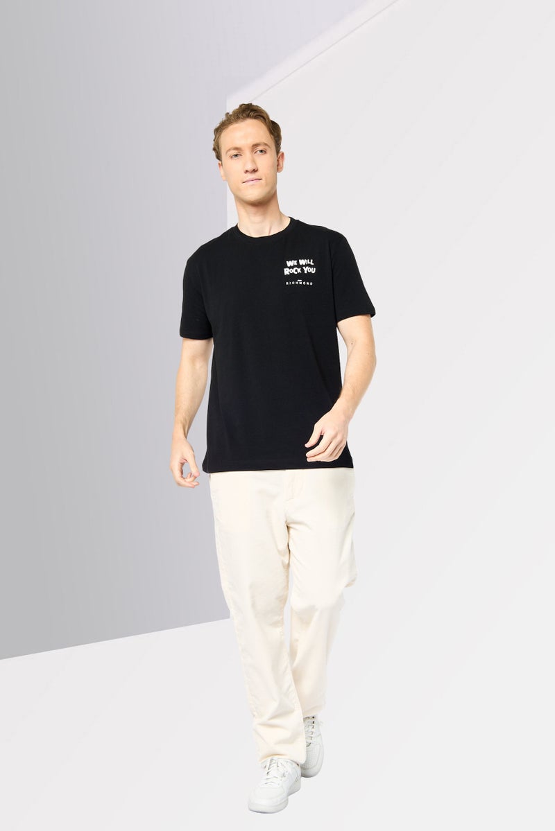 JOHN RICHMOND Men Crew Neck Short Sleeve Graphic Print T-Shirt, Black - Image 2