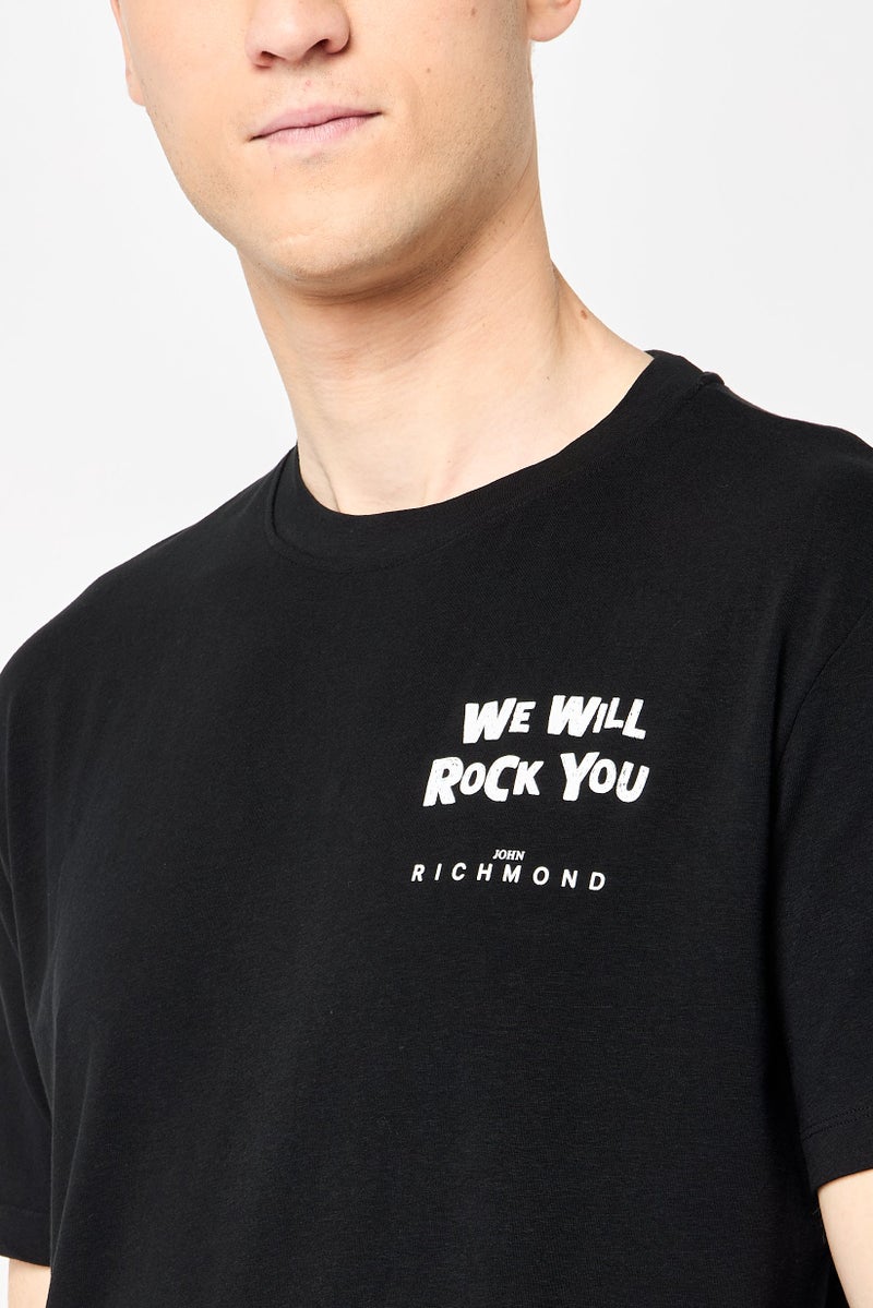 JOHN RICHMOND Men Crew Neck Short Sleeve Graphic Print T-Shirt, Black - Image 3