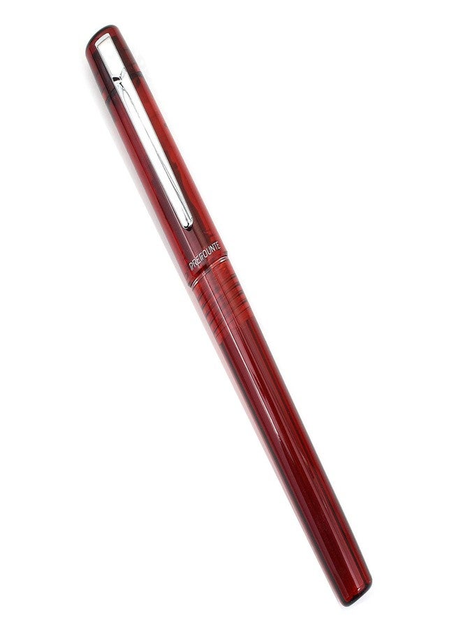 PLATINUM Prefounte Fountain Ink Pen with SS Medium Nib, Translucent Crimson Red Barrel, Cap, Blue-Black Ink Cartridge Included, Slip & Seal Cap Design, Ideal For Adults Daily Use Beginners - Image 2