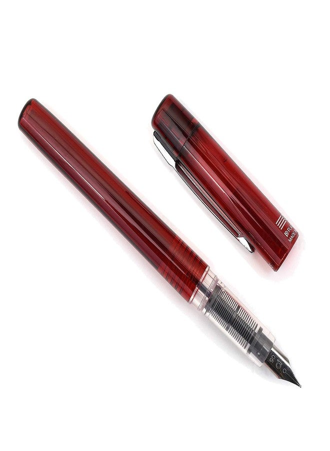 PLATINUM Prefounte Fountain Ink Pen with SS Medium Nib, Translucent Crimson Red Barrel, Cap, Blue-Black Ink Cartridge Included, Slip & Seal Cap Design, Ideal For Adults Daily Use Beginners - Image 1
